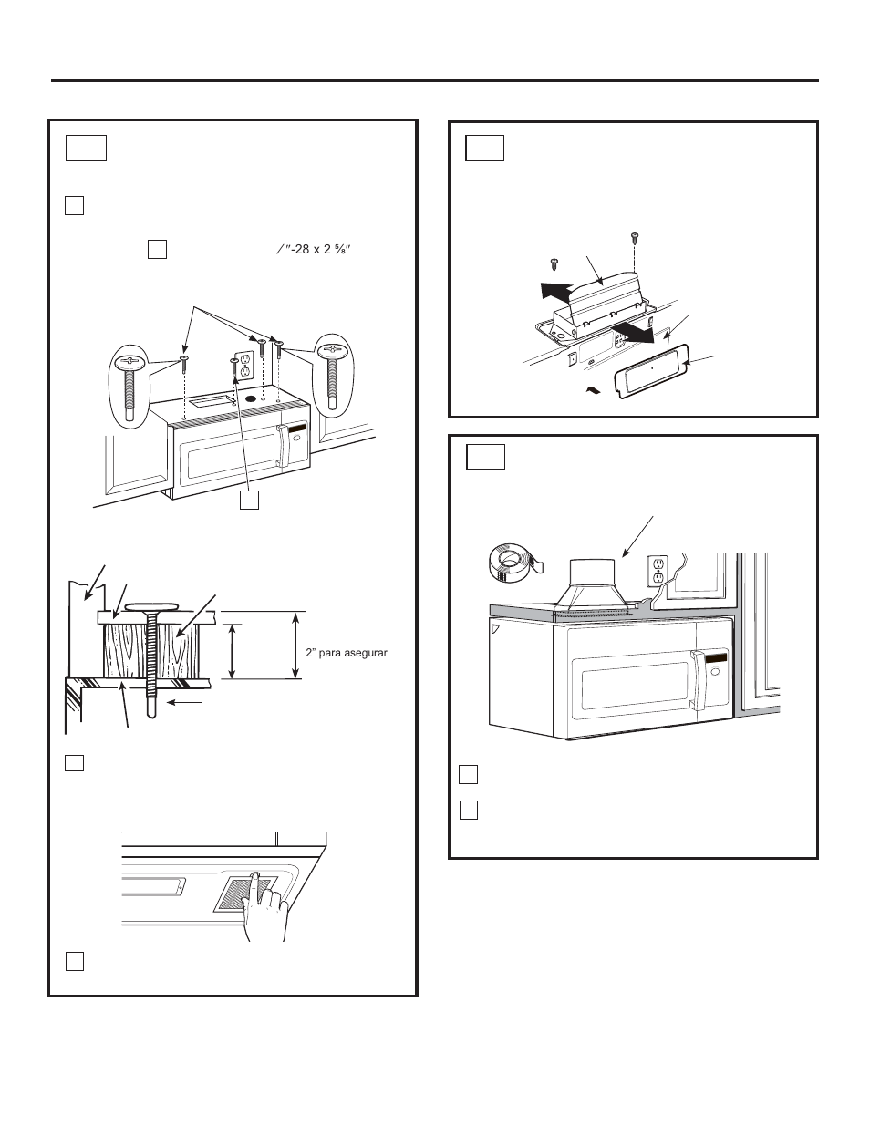 Instrucciones de instalación, Cómo ajustar el adaptador de escape a5, Cómo conectar el conducto | Cómo montar el horno, Continuación) | GE Profile Advantium Series 30 Inch Over-the-Range Microwave Oven Installation Guide User Manual | Page 38 / 48
