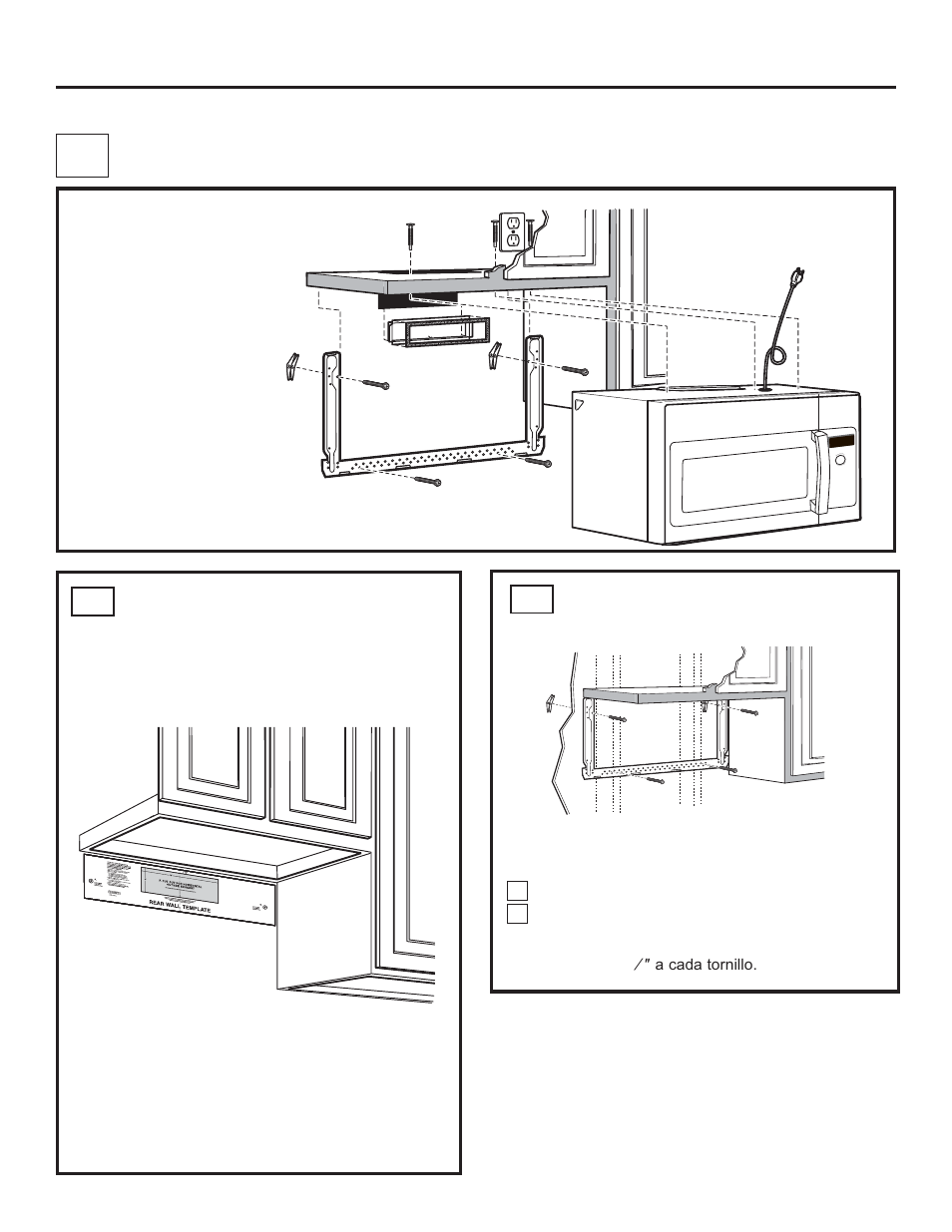 Escape posterior externo, Instrucciones de instalación b, Conducto horizontal) | Perspectiva general de la instalación | GE Profile Advantium Series 30 Inch Over-the-Range Microwave Oven Installation Guide User Manual | Page 39 / 48