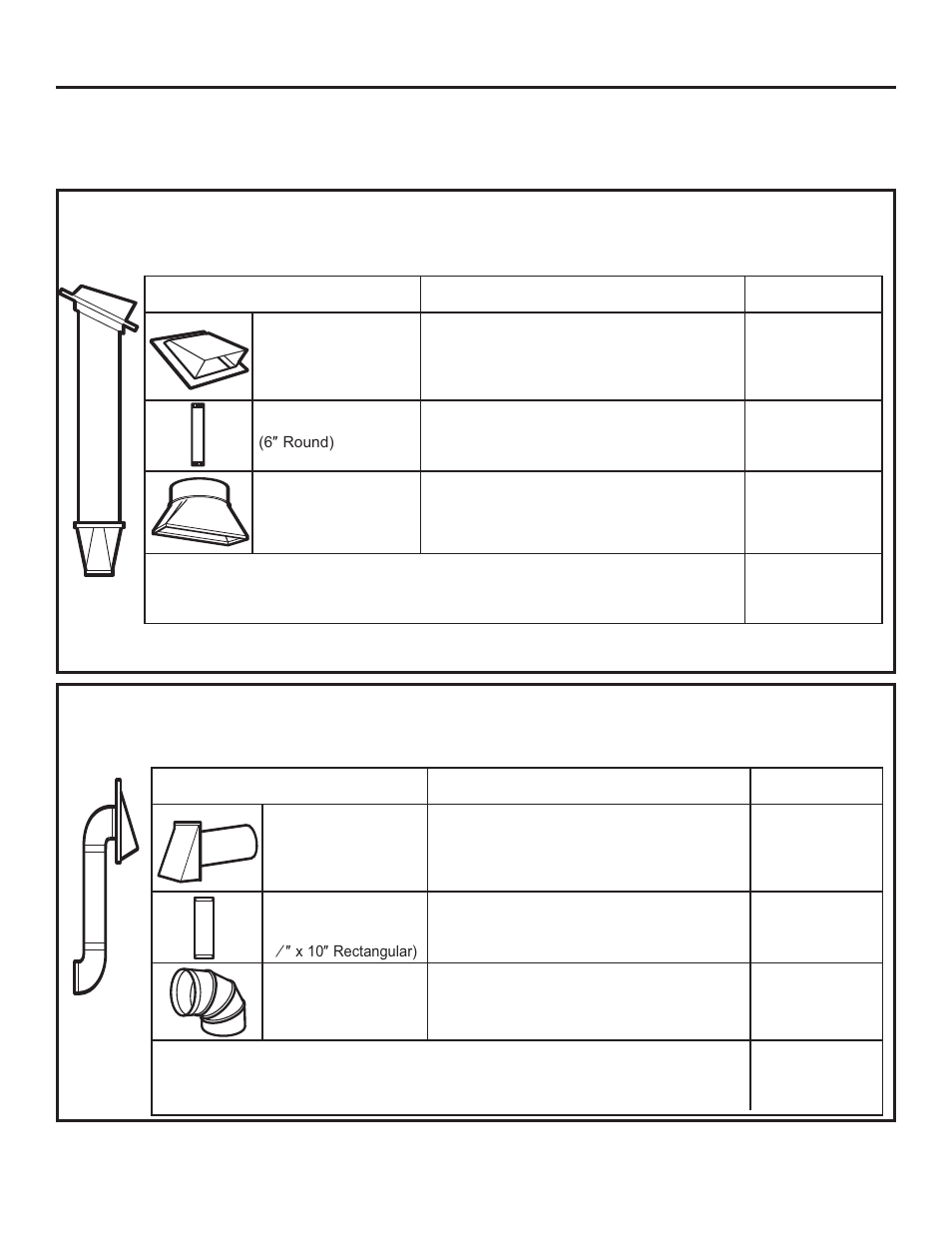 Installation instructions hood exhaust, Outside top exhaust (example only), Outside back exhaust (example only) | GE Profile Advantium Series 30 Inch Over-the-Range Microwave Oven Installation Guide User Manual | Page 4 / 48