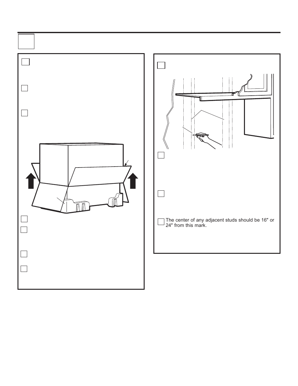 Installation instructions, Placement of the mounting plate 1 | GE Profile Advantium Series 30 Inch Over-the-Range Microwave Oven Installation Guide User Manual | Page 8 / 48