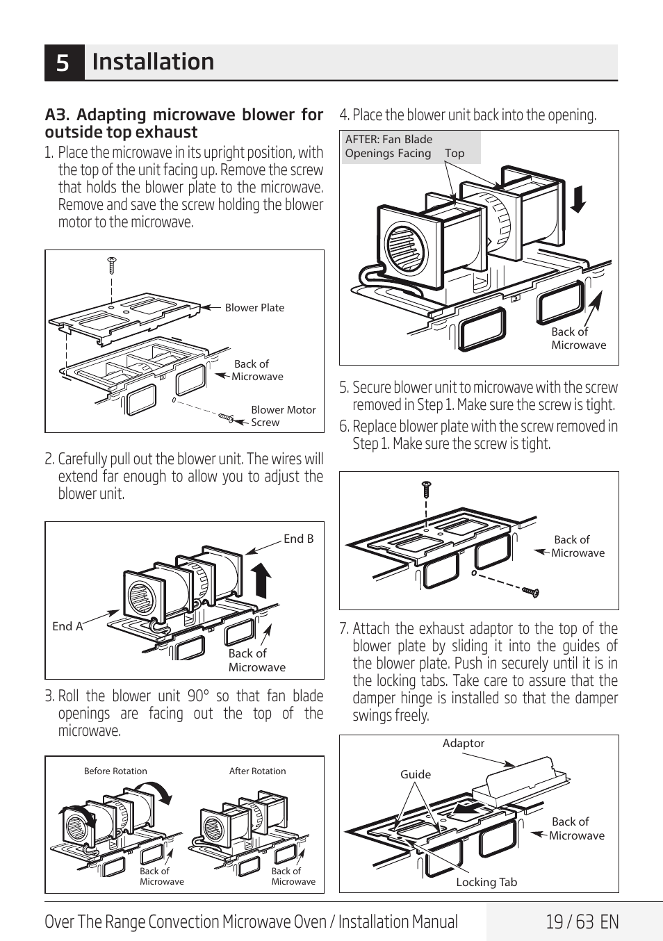 5installation, 19 / 63 en | Beko 30 Inch Over the Range Convection Microwave Installation Guide User Manual | Page 19 / 64