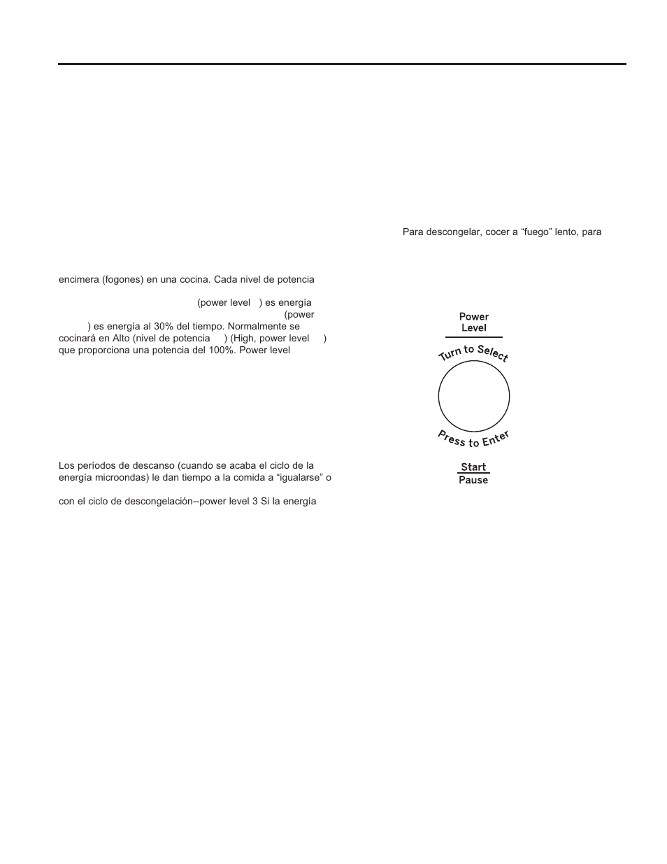 Funciones de microondas por tiempo y automático, Power level | GE 30 Inch Over-the-Range Microwave Owners Guide User Manual | Page 40 / 54