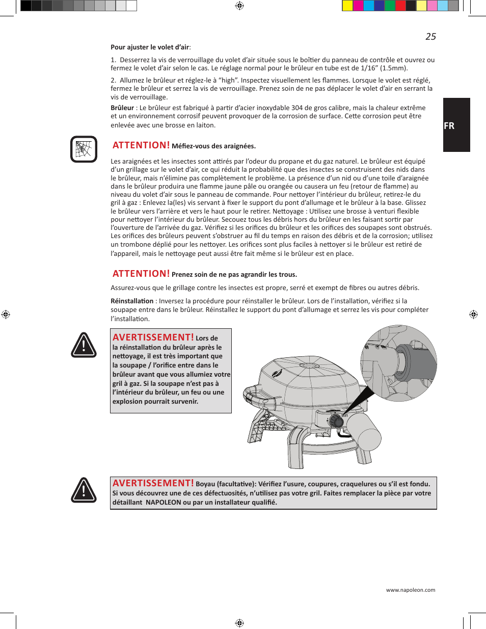 25 fr, Avertissement, Attention | Napoleon Travel Q Series 26 Inch TravelQ™ 240 Portable Gas Grill Manual User Manual | Page 25 / 32