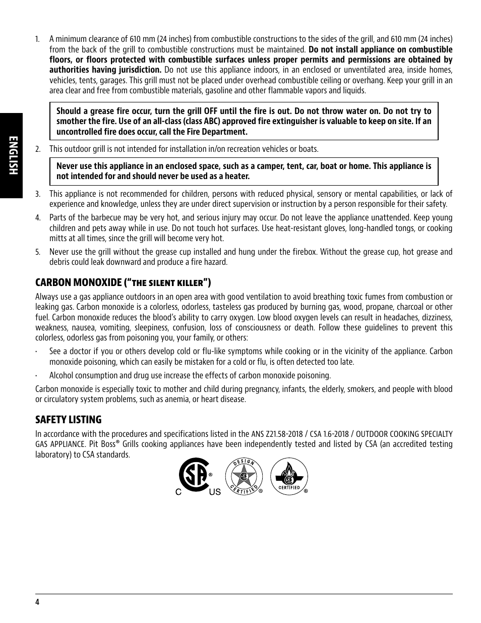 English | Pit Boss 45 Inch Portable Gas Grill Owners Guide User Manual | Page 4 / 40
