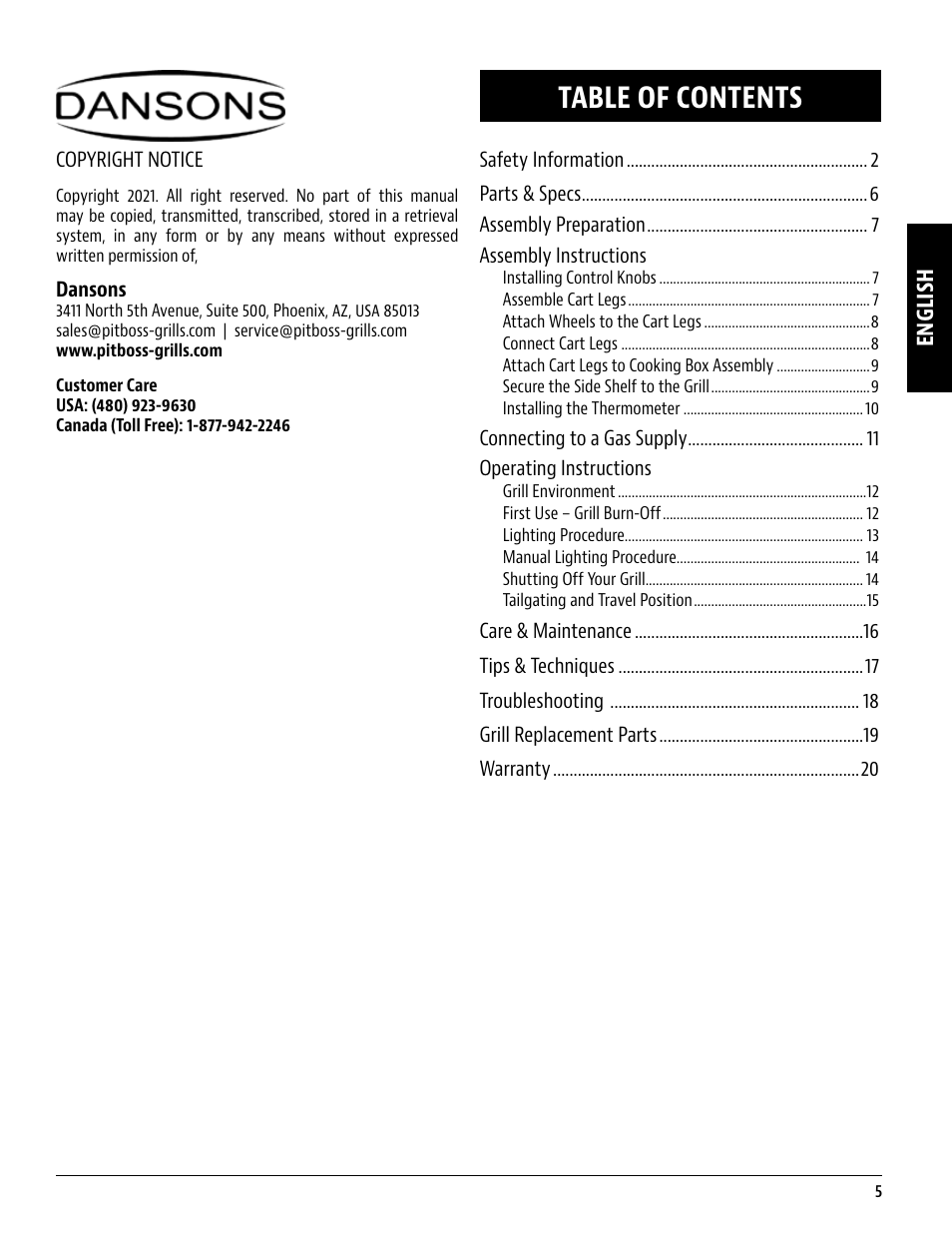 Pit Boss 45 Inch Portable Gas Grill Owners Guide User Manual | Page 5 / 40