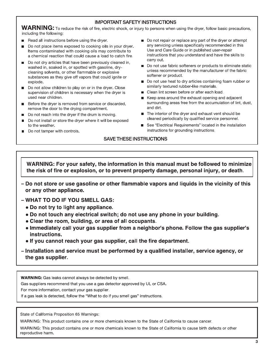 Amana 29 Inch Electric Dryer Use and Care Guide User Manual | Page 3 / 24