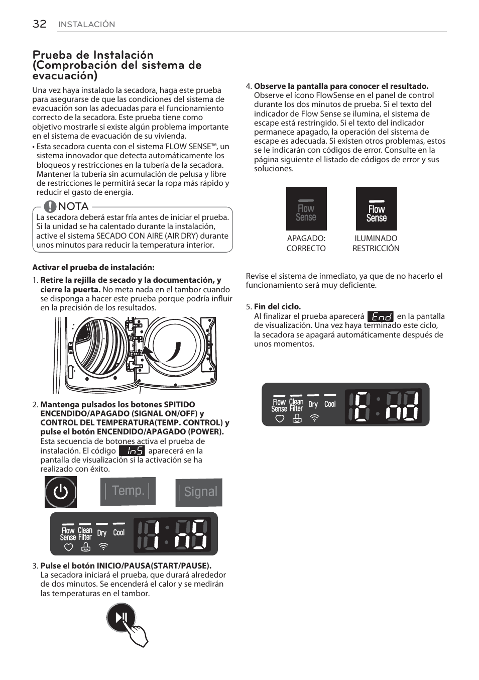 Nota | LG Signature Series TurboSteam Series 29 Inch Electric Smart Dryer Owners Manual User Manual | Page 84 / 108