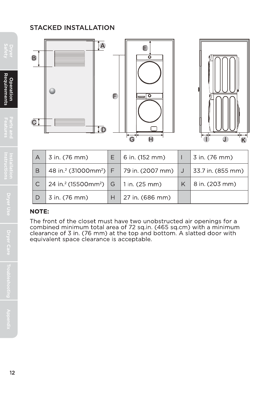 页 12 | MIDEA 27 Inch Electric Dryer Owner's Manual User Manual | Page 12 / 104