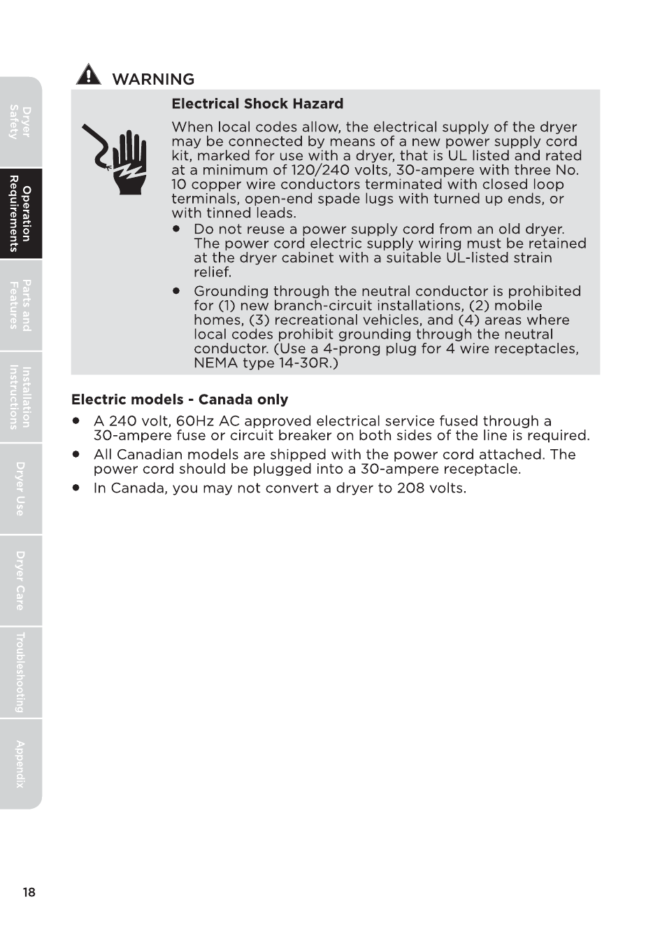 页 18 | MIDEA 27 Inch Electric Dryer Owner's Manual User Manual | Page 18 / 104