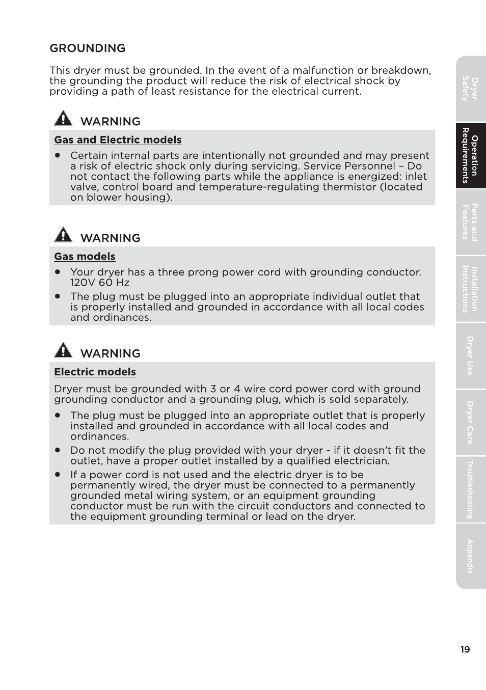 页 19 | MIDEA 27 Inch Electric Dryer Owner's Manual User Manual | Page 19 / 104