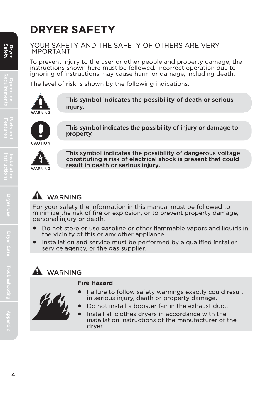MIDEA 27 Inch Electric Dryer Owner's Manual User Manual | Page 4 / 104