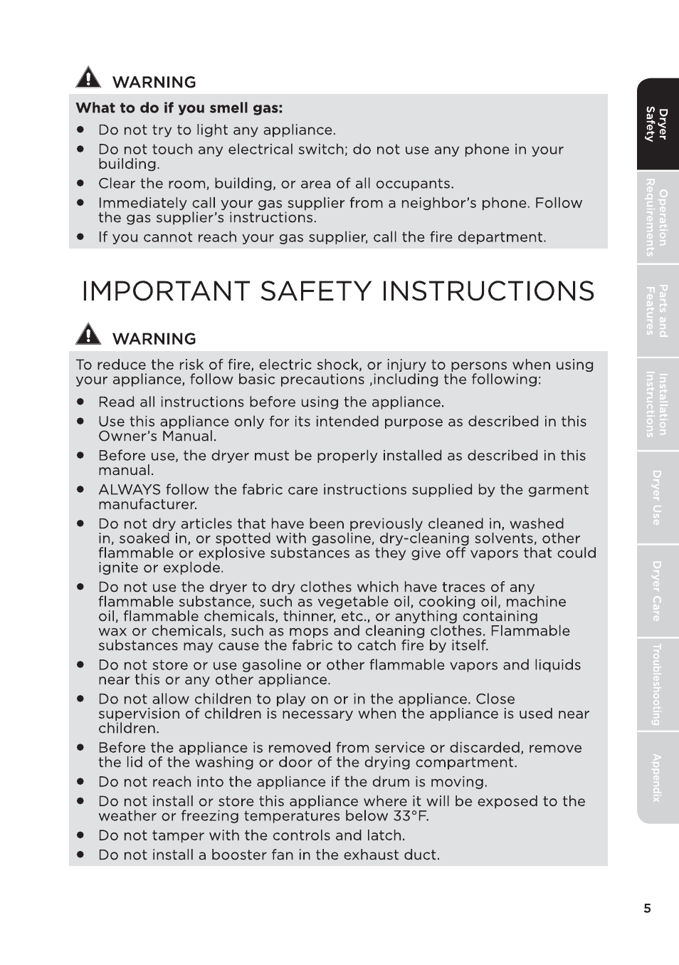 MIDEA 27 Inch Electric Dryer Owner's Manual User Manual | Page 5 / 104