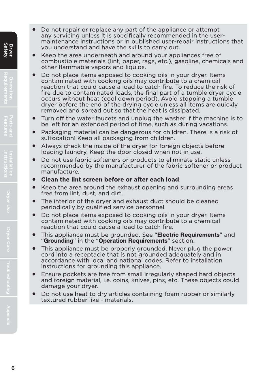 MIDEA 27 Inch Electric Dryer Owner's Manual User Manual | Page 6 / 104