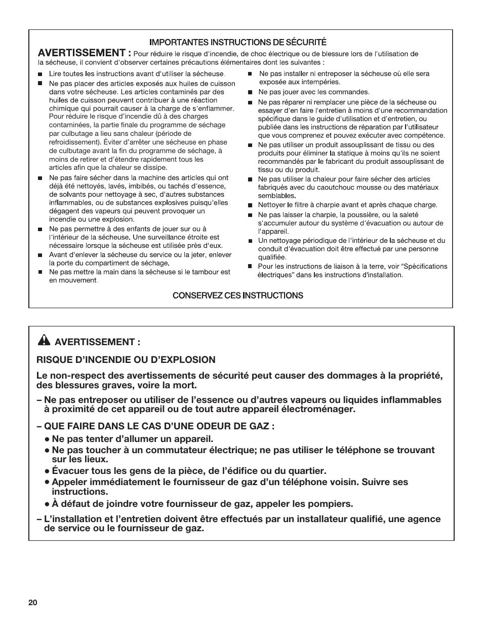 Whirlpool 27 Inch Electric Long Vent Dryer Use and Care Guide User Manual | Page 20 / 40