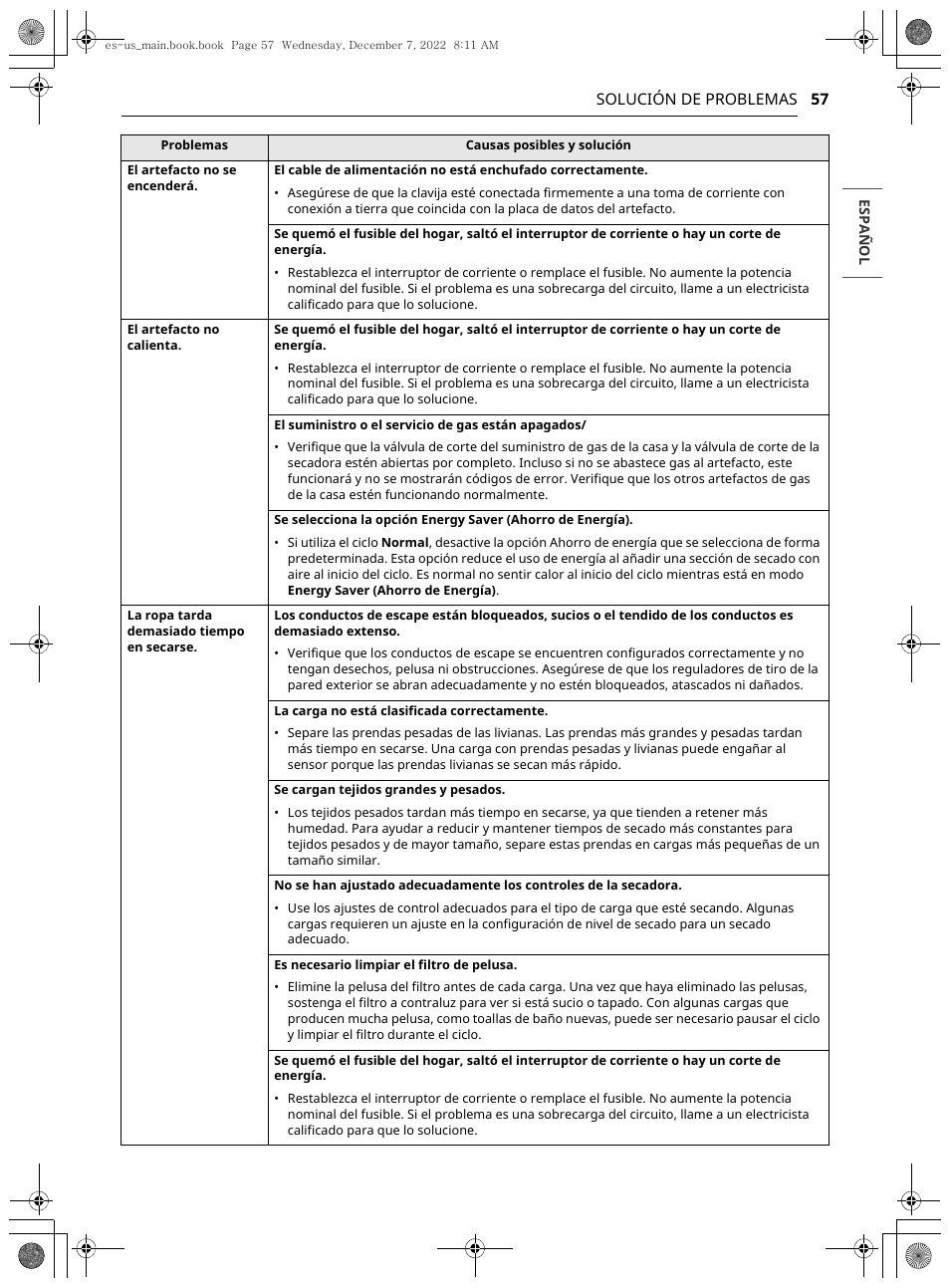 LG 27 Inch Electric Smart Dryer Owners Guide User Manual | Page 119 / 132