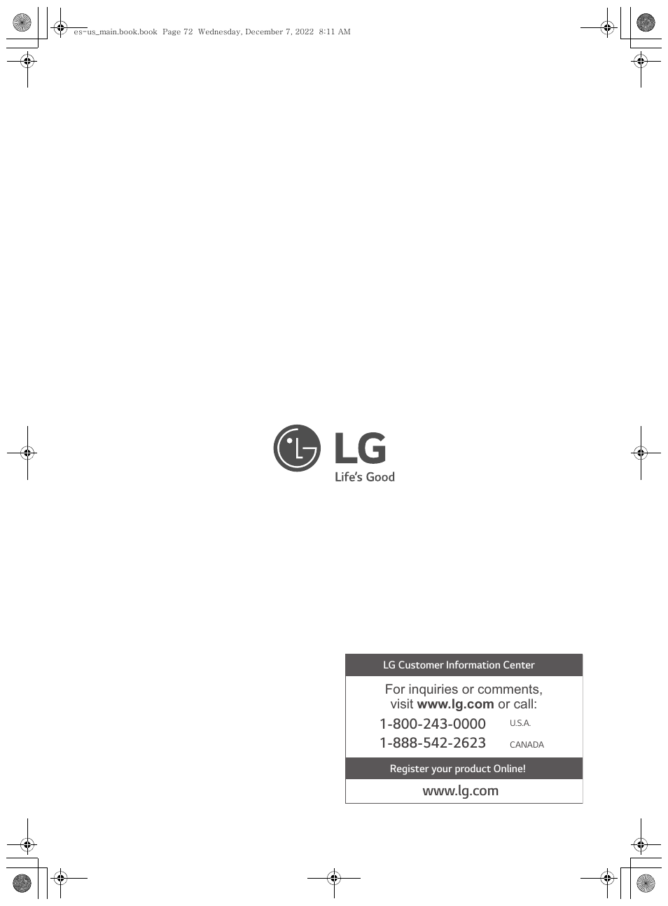 LG 27 Inch Electric Smart Dryer Owners Guide User Manual | Page 132 / 132