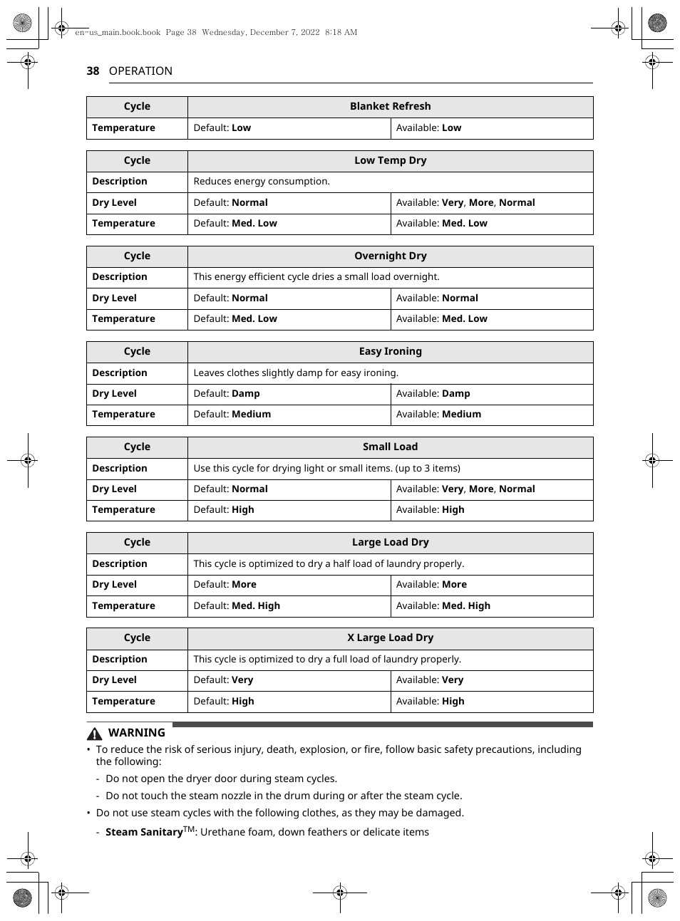 LG 27 Inch Electric Smart Dryer Owners Guide User Manual | Page 38 / 132