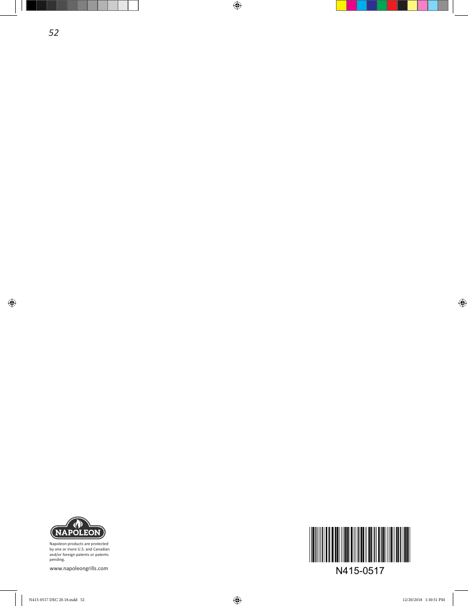 Napoleon Multi-Functional Beverage Center  Owner's Guide User Manual | Page 52 / 52