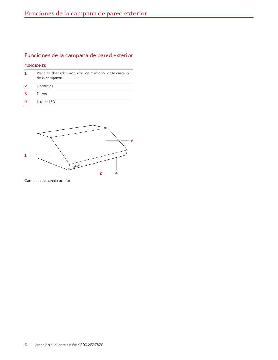 Funciones de la campana de pared exterior | Wolf 60 Inch Outdoor Pro Wall Hood  Use & Care Guide User Manual | Page 16 / 32