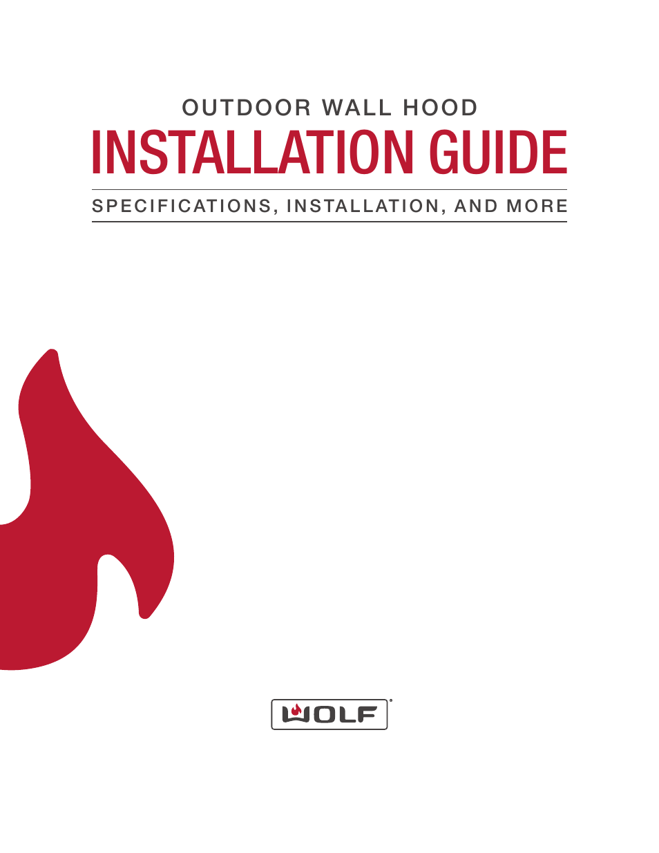 Wolf 60 Inch Outdoor Pro Wall Hood  Installation Guide User Manual | 32 pages