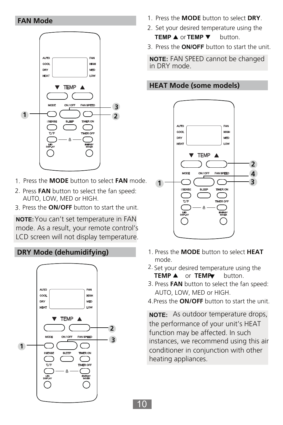 Keystone Slider/Casement Window Air Conditioner Owners Guide - Remote Controller User Manual | Page 11 / 28