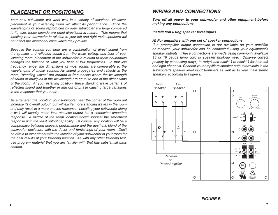 Placement or positioning, Wiring and connections | DCM Speakers TB2 User Manual | Page 10 / 10