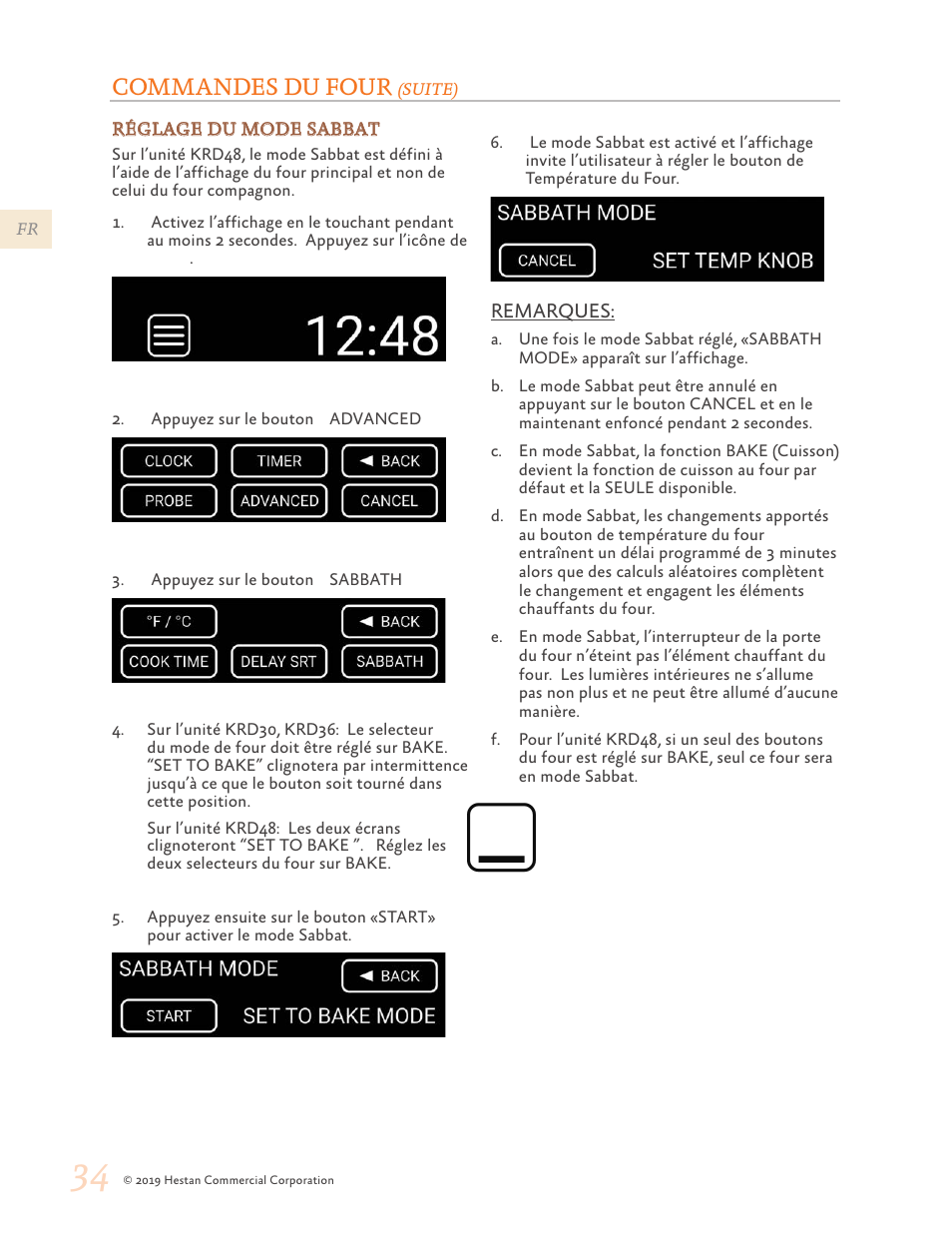 Commandes du four | Hestan 48 Inch Freestanding Dual Fuel Range Use and Care Manual User Manual | Page 90 / 112