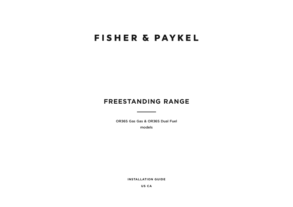 Fisher & Paykel Series 7 Classic Series 36 Inch Freestanding Gas Range Installation Guide User Manual | 56 pages