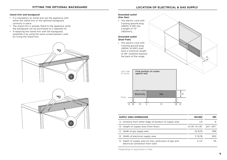 Fisher & Paykel Series 7 Classic Series 36 Inch Freestanding Gas Range Installation Guide User Manual | Page 9 / 56