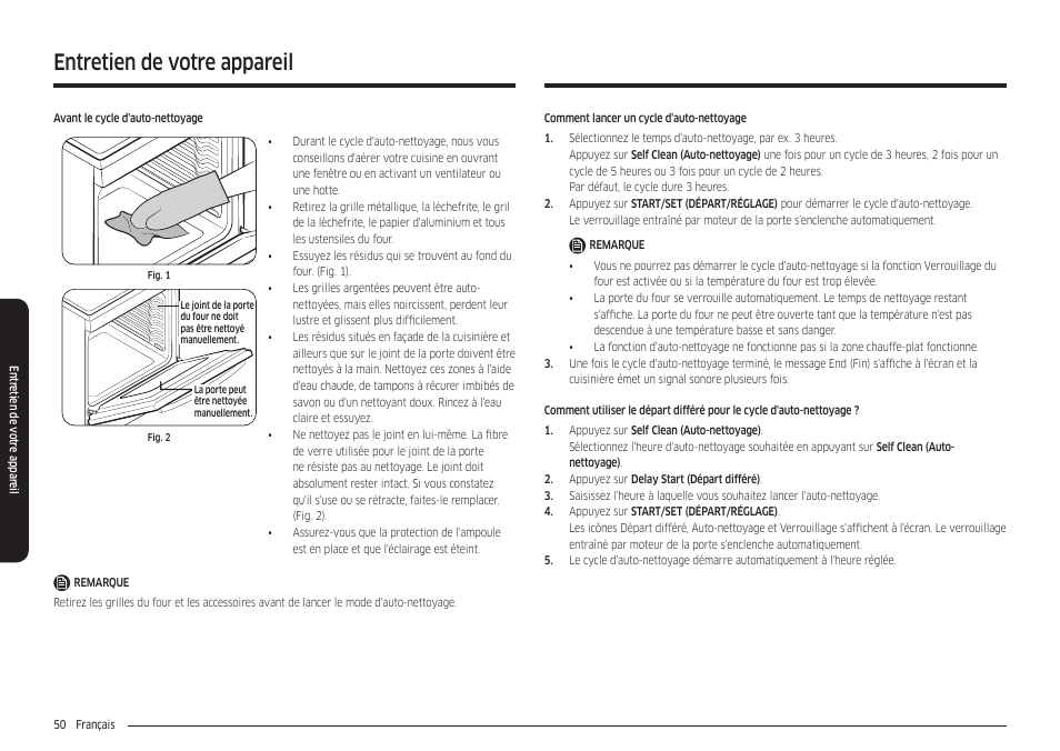 Entretien de votre appareil | Samsung 30 Inch Freestanding Electric Smart Range Owner Manual User Manual | Page 190 / 210