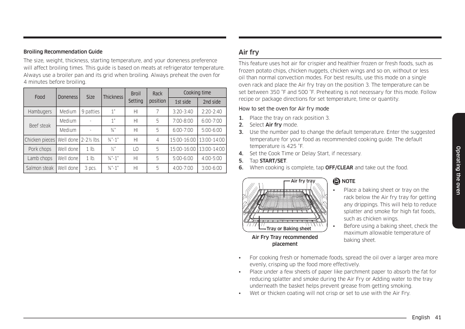 Air fry | Samsung 30 Inch Freestanding Electric Smart Range Owner Manual User Manual | Page 41 / 210