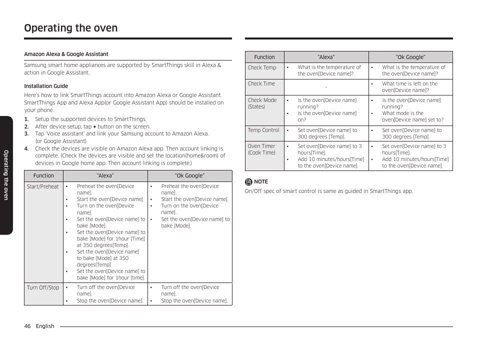 Operating the oven | Samsung 30 Inch Freestanding Electric Smart Range Owner Manual User Manual | Page 46 / 210