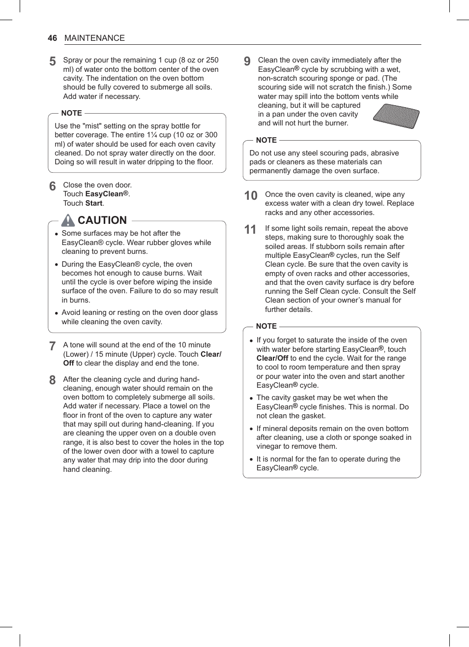 Caution | LG 30 Inch Double Oven Gas Range Owners Manual User Manual | Page 46 / 120