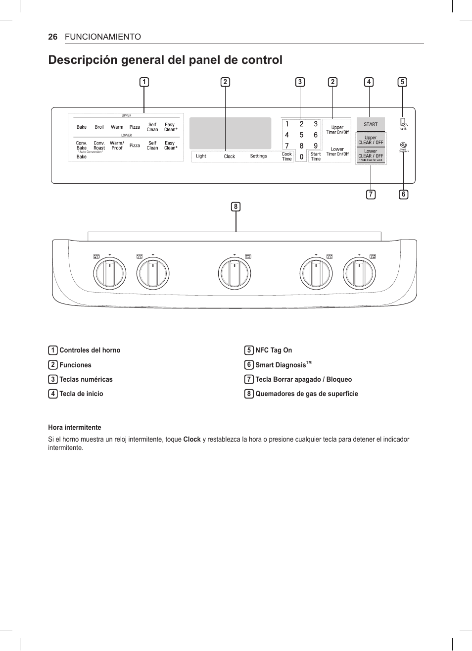 Descripción general del panel de control, 26 descripción general del panel de control | LG 30 Inch Double Oven Gas Range Owners Manual User Manual | Page 84 / 120