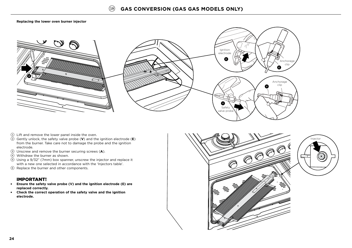 Gas conversion (gas gas models only), Important | Fisher & Paykel Series 7 Contemporary Series 30 Inch Freestanding Gas Range Installation Guide User Manual | Page 24 / 54