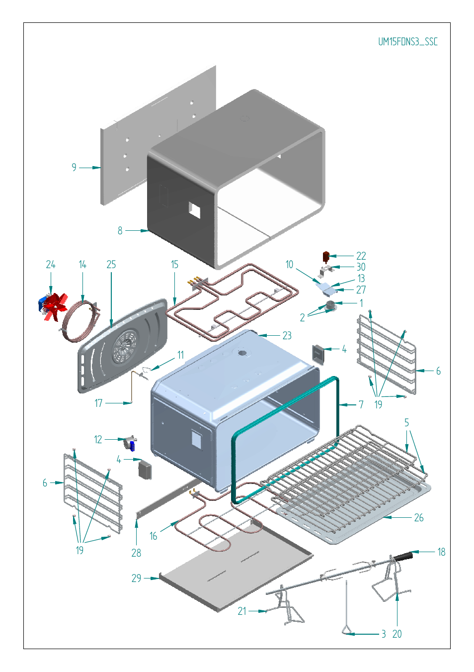 Ilve s.p.a | ilve Majestic II Collection 60 Inch Freestanding Dual Fuel Range Parts List User Manual | Page 14 / 17