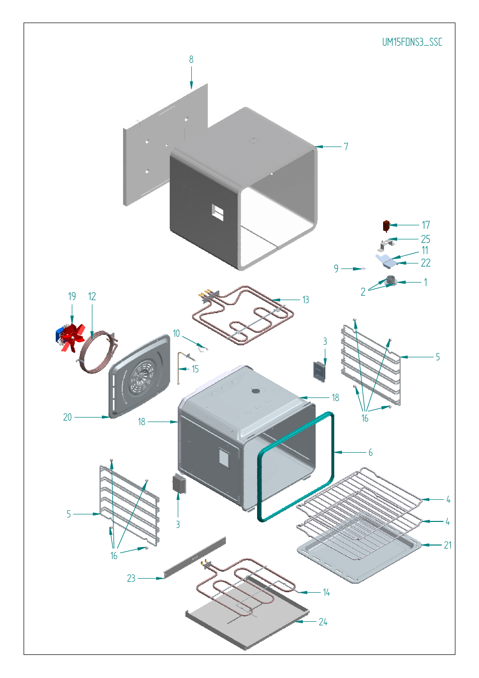 Ilve s.p.a | ilve Majestic II Collection 60 Inch Freestanding Dual Fuel Range Parts List User Manual | Page 16 / 17