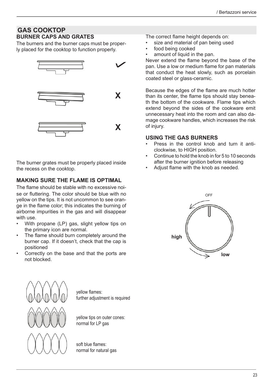 Gas cooktop | Bertazzoni Master Series 36 Inch Gas Rangetop Installation, Use & Care Manual User Manual | Page 23 / 60