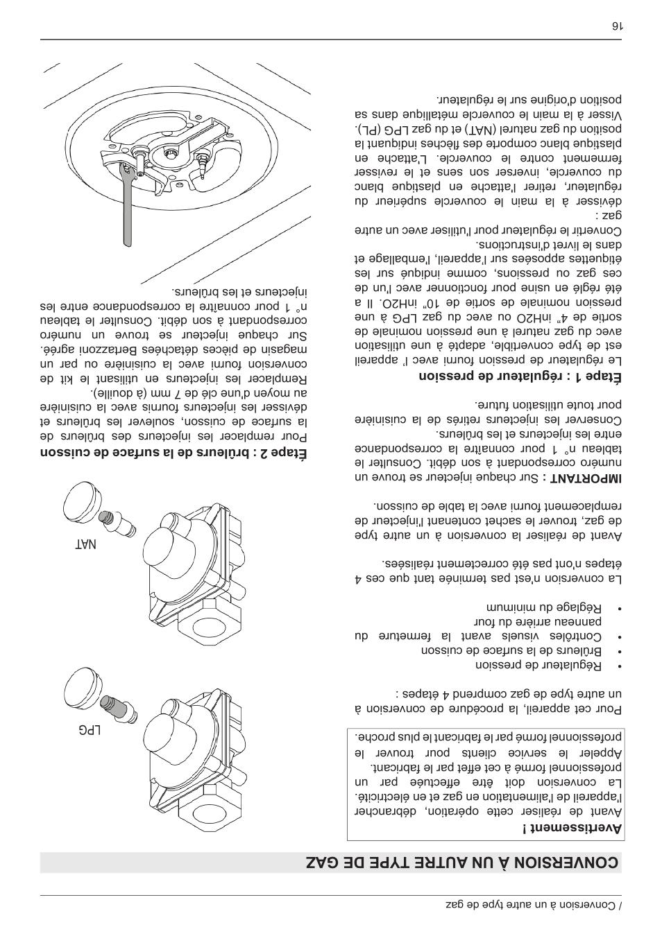 Conversion à un autre type de gaz | Bertazzoni Master Series 36 Inch Gas Rangetop Installation, Use & Care Manual User Manual | Page 45 / 60
