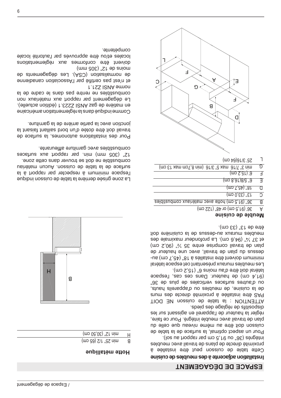 Espace de dégagement | Bertazzoni Master Series 36 Inch Gas Rangetop Installation, Use & Care Manual User Manual | Page 52 / 60