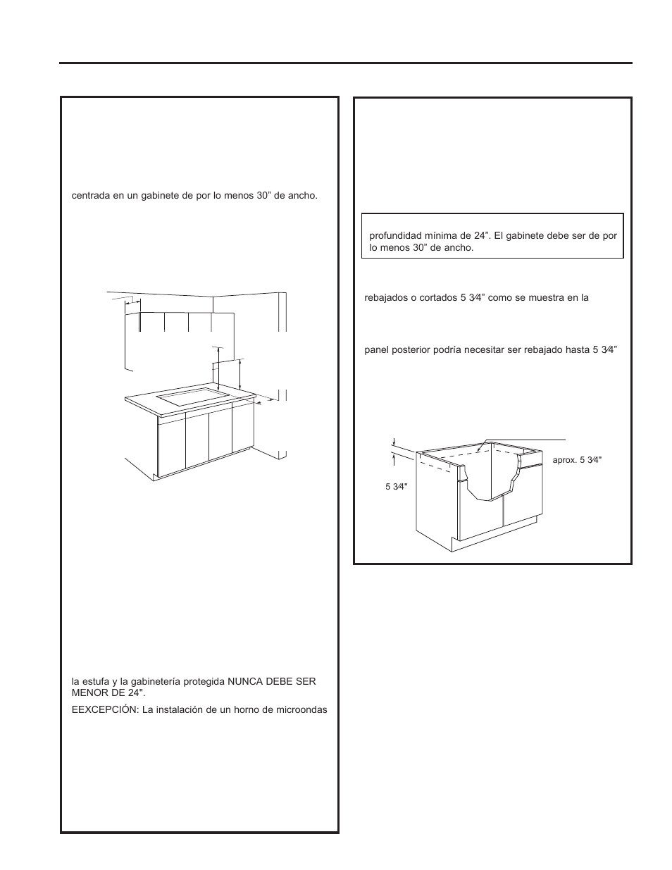 Instrucciones de instalación, Instrucciones de inst alación, Preparación de la instalación | Preparación para la instalación, Preparación del gabinete de la base | GE Profile 30 Inch Electric Cooktop Owners Guide User Manual | Page 46 / 58