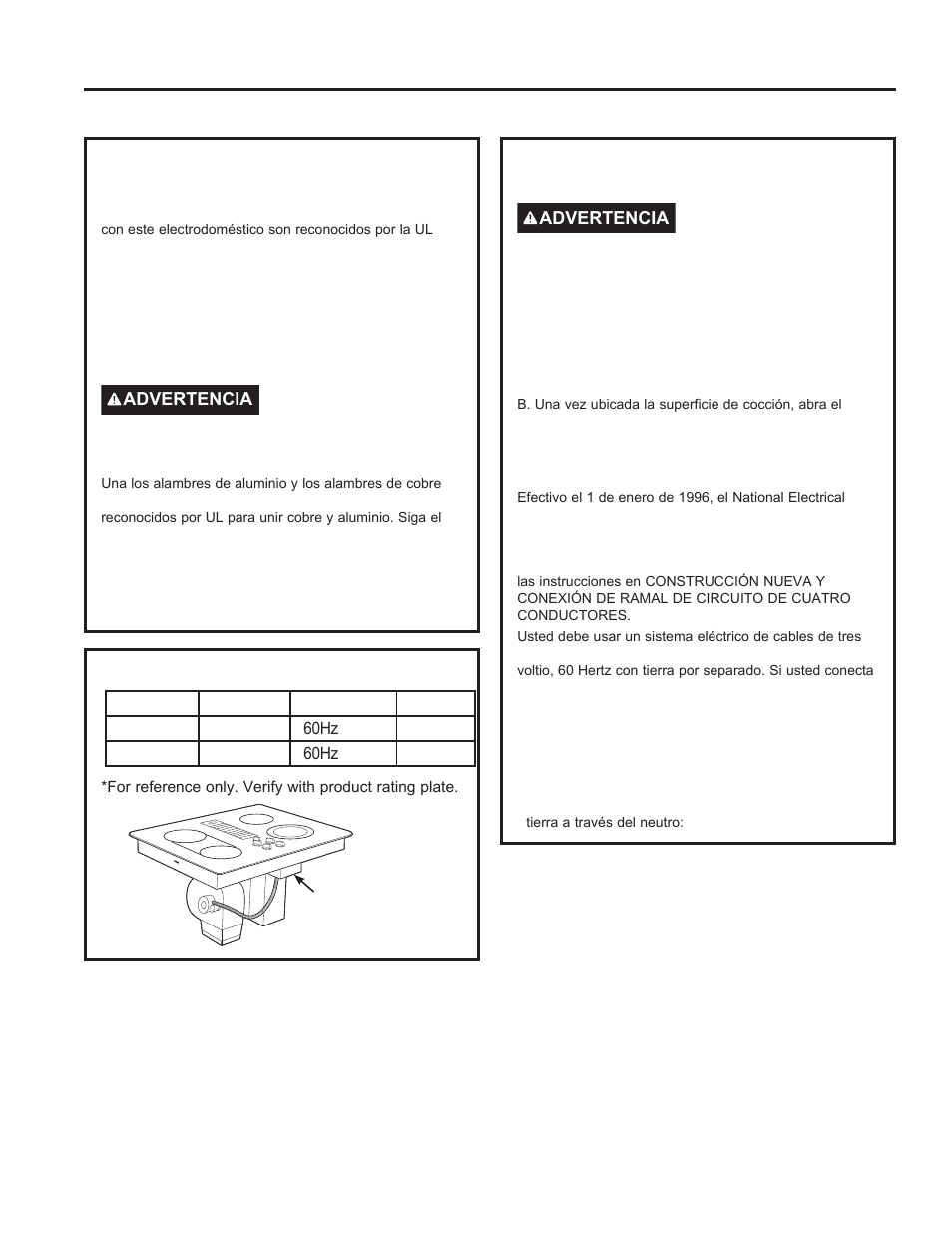 Instrucciones de instalación, Instrucciones de inst alación, Cómo instalar la estufa (cont.) | Antes de hacer conexiones eléctricas, Requisitos eléctricos, Cómo hacer las conexiones eléctricas | GE Profile 30 Inch Electric Cooktop Owners Guide User Manual | Page 52 / 58