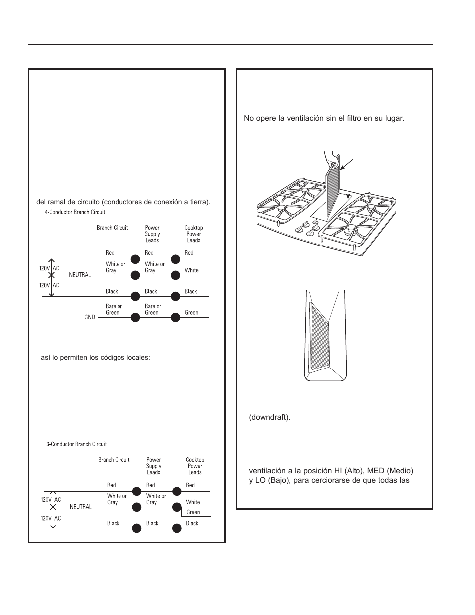 Cómo instalar la estufa (cont.), Cómo hacer las conexiones eléctricas (cont.) | GE Profile 30 Inch Electric Cooktop Owners Guide User Manual | Page 53 / 58