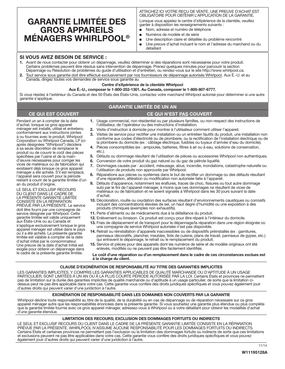 Whirlpool 30 Inch Electric Cooktop Warranty User Manual | Page 2 / 2