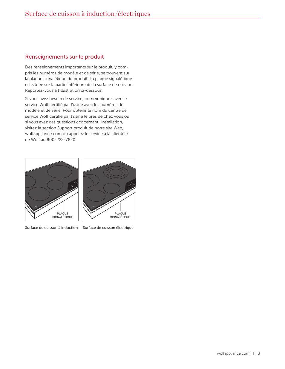 Surface de cuisson à induction/électriques, Renseignements sur le produit | Wolf Contemporary 36 Inch Induction Cooktop Installation Guide User Manual | Page 23 / 32