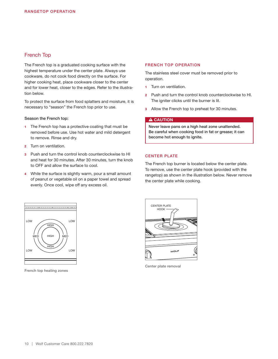 French top | Wolf 48 Inch Pro-Style Gas Rangetop Use & Care Guide User Manual | Page 10 / 58