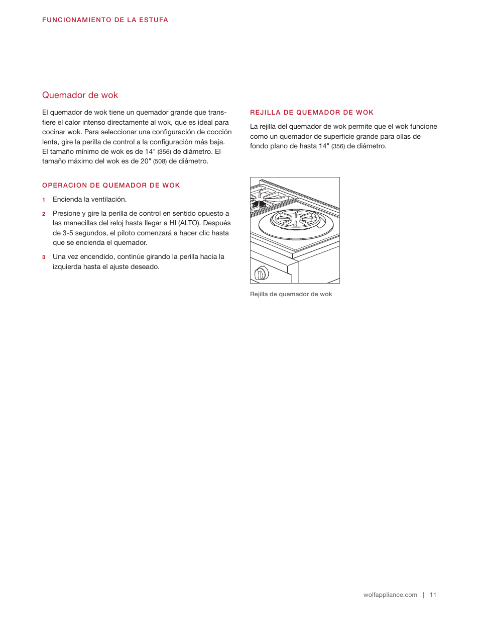 Quemador de wok | Wolf 48 Inch Pro-Style Gas Rangetop Use & Care Guide User Manual | Page 25 / 58