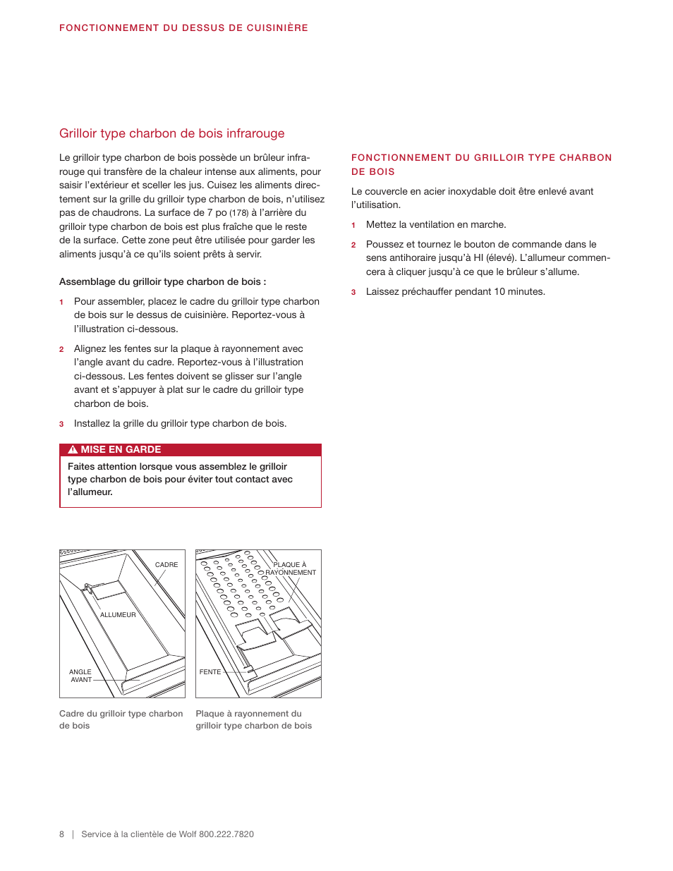 Grilloir type charbon de bois infrarouge | Wolf 48 Inch Pro-Style Gas Rangetop Use & Care Guide User Manual | Page 36 / 58