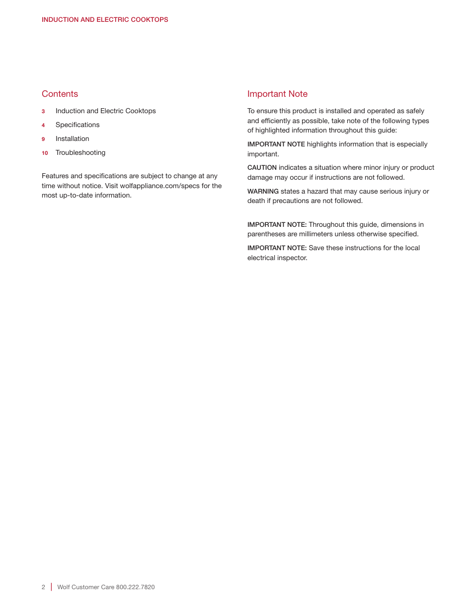 Wolf 15 Inch Transitional Induction Cooktop Installation Instructions User Manual | Page 2 / 32