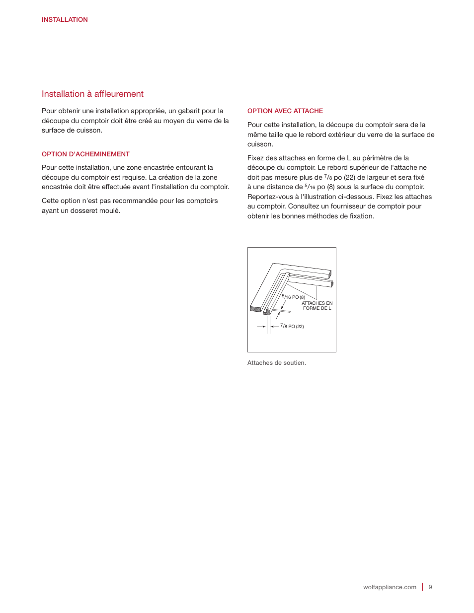 Installation à affleurement | Wolf 15 Inch Transitional Induction Cooktop Installation Instructions User Manual | Page 29 / 32